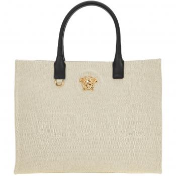Beige Medusa Canvas Shopping Bag