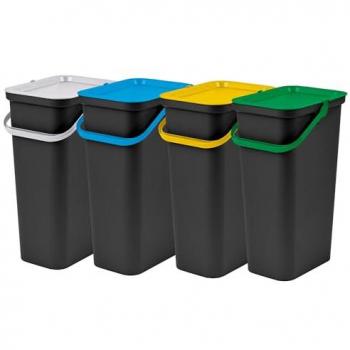 Set Verde-Blanco-Ámbar-Azul: Papeleras Tontarelli 25L con Asa