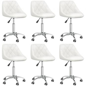 Conjunto de 6 Cadeiras Giratórias VidaXL Couro Branco