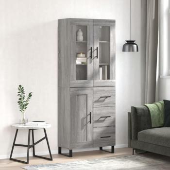 Aparador Alto en Gris Sonoma de Madera Contrachapada 69,5x34x180 cm
