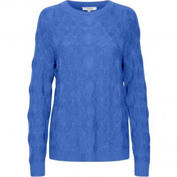Strickpullover B.YOUNG Strickpullover BYMilja, Damen, Gr. XL, blau (strong blau), Obermaterial: 50% Baumwolle CO. 50% Polyacryl PAN., casual, hüftlang, Rundhals, Langarm, Pullover