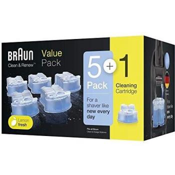 Braun Reinigungsflüssigkeit Kartuschen für Elektrorasierer, 6er Pack