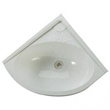 Vasque d'angle pour caravane en plastique blanc