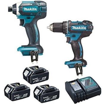 Makita DLX2127MJ1 Perceuse visseuse avec visseuse à chocs/3 batteries en coffret Makpac 18 V 4 Ah