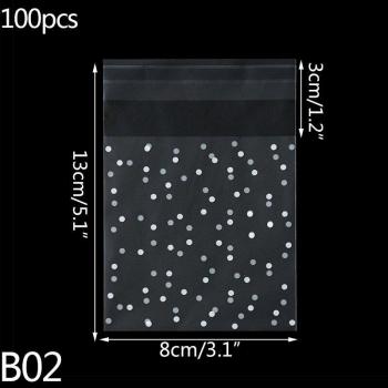 Sacs à bonbons transparents auto-adhésifs à pois 100 pièces
