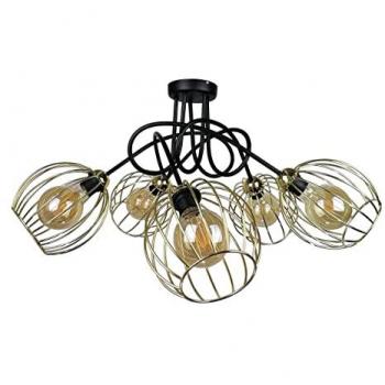 Lampada Keter 1283 Mig Multi‑Arma Soffitto, Nero Oro 70 cm, 5 Luci E27
