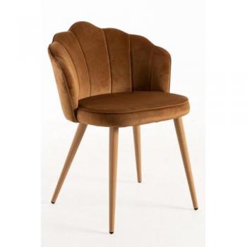 Silla Blume con tapizado de terciopelo tono marrón claro