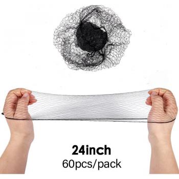 Malla duradera para peinados, red de nailon elástica negra, 14/20/24 pulgadas