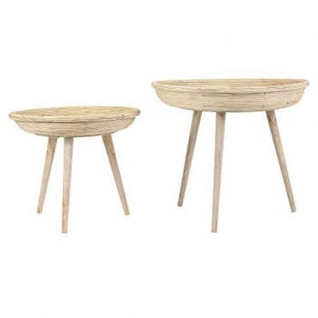 Table d’appoint marron rotin Light & Living – dimensions 56×48×46 cm