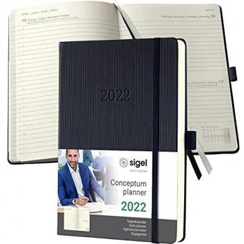 Sigel C2210 Terminplaner 2022 – hochwertiger Hardcover-Schwarz