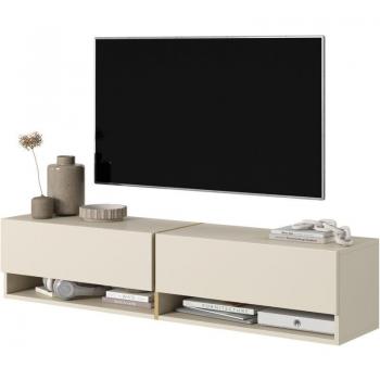 Mirrgo TV sospeso 140 cm con finitura dorata e colore taupe