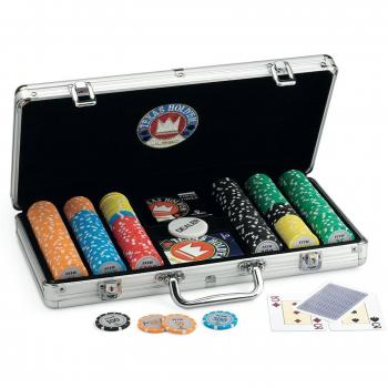 Texas Hold'em Poker‑Box Pro Team – 300 Alu‑Chips, Karten, Dealer und Timer
