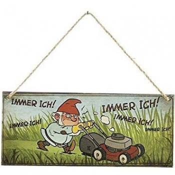 „Immer Ich“ Gartenzwerg Schild – Dio Only For You Metall, 30,5 x 13 cm, Grün/Blür/Rot