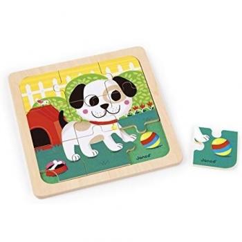 Jeu de puzzle de 9 pièces avec Titus le chien en bois de Janod