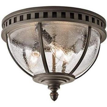 Halleron 3 Light Flush Outdoor Ceiling Light Grey IP44 E14