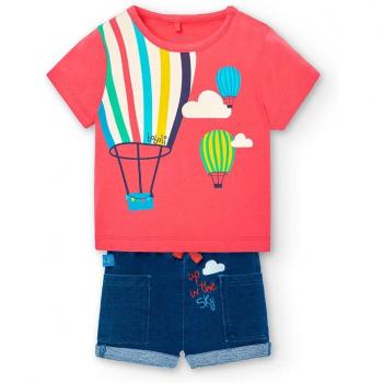 Boboli 2-tlg. Set T-Shirt und Jeans-Shorts Heißluftballons für Jungen