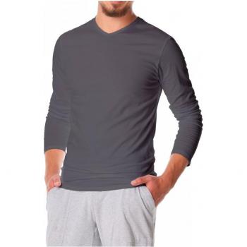 Maglia CARTER VKA27 slim fit M/L grigio chiaro scollo a V interno felpato