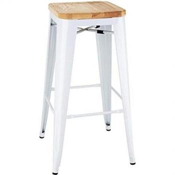 Bolero White Wooden Seatpad Bistro High Stools (Pack of 4)
