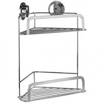 Croydex Chrome Stick & Lock™ 2 Tier Corner Storage Basket