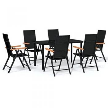 Vidaxl Garten-Essgruppe 7-teilig Schwarz