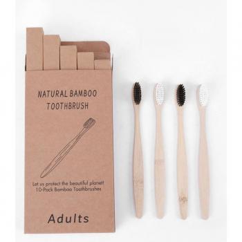 10-Pack Rainbow Bamboo Toothbrushes