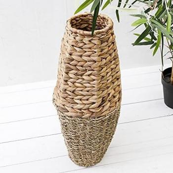 Large Decorative Vase in Bamboo & Seagrass