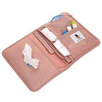 LÄSSIG Portabeles Baby-Windelset – Wickelunterlage, rosa Dots‑Design