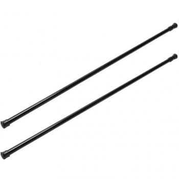 2X Extendable Spring Loaded Curtain Rods, 70-120Cm, Black