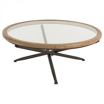 Table basse ronde moderne Ilano 100 cm en bois et verre naturel