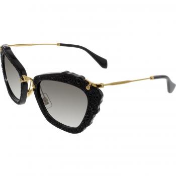 Miu Miu Women’s MU 04QS: Chic Black Cat Eye Glasses with Grey Gradient Lenses