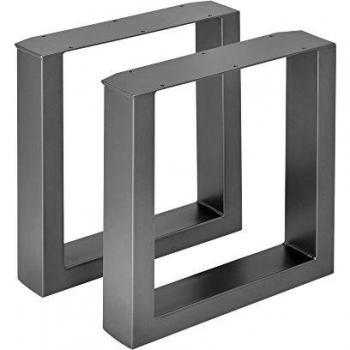 Pieds de table rectangulaires avec protecteur de sol et accessoires de montage en métal revêtu par poudre gris acier