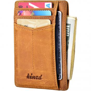 Kinzd Slim Leather RFID Blocking Credit Card Holder