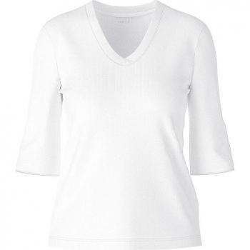 Marc Cain Women's Casual Cotton Ribbed Jersey Shirt Cream Size 42