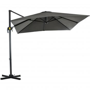 Outsunny Gartenschirm 245x245cm, drehbarer Ampelschirm mit Kurbel, Roma in Grau
