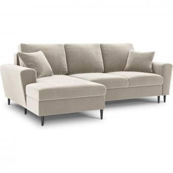 Canapé d'angle gauche 4 places Micadoni en tissu velours beige