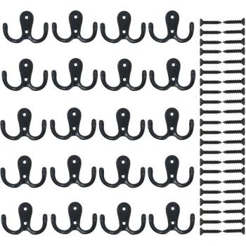 Wall Mounted Double Prong Coat Hooks