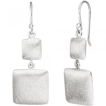 Jobo Damen Ohrhänger quadratisch 925 Sterling Silber mattiert