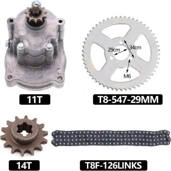 Kit de transmisión T8F 11T con embrague, cadena de 126 eslabones y piñón de 54 dientes