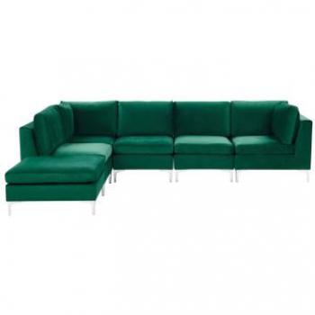 Sofá Modular 5 Plazas Evja Verde Terciopelo