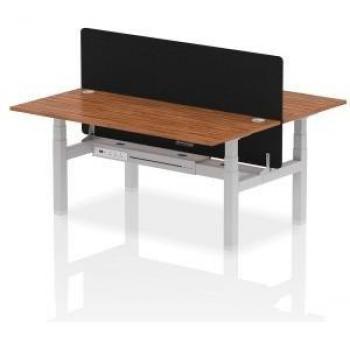 Air Back‑to‑Back 1800×800 mm Office Bench – Height‑Adjustable, Walnut Top, Cable Ports, Black Straight Screen