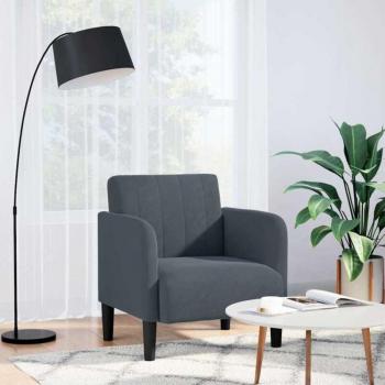 Sillón de Terciopelo Gris Oscuro (Torana) 54 cm con Reposabrazos