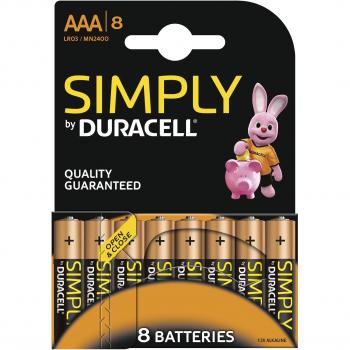 Duracell Simply Alkaline Batteries Micro AAA LR3 (8 Pack)