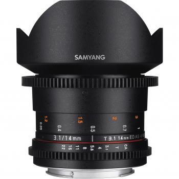 Samyang Obiettivo V-DSLR II 14mm T3.1 ED AS IF UMC per Canon EF, Colore Nero