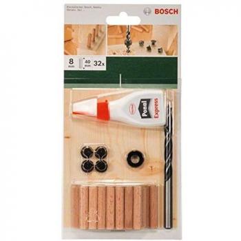 Ensemble de 32 chevilles en bois Bosch 8 x 40 mm (Colla, Punta per Legno, Tasselli 8 x 40 mm)