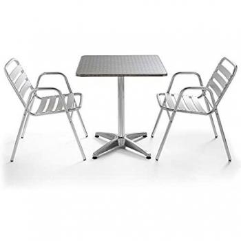Oviala Bistrot Alluminio Quadrato – Tavolo e 2 Sedie
