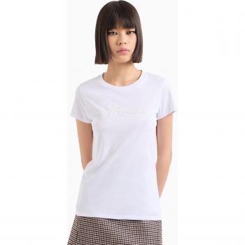 Armani Exchange Damen Slim Fit T-Shirt Weiß 6DYT51 YJG3Z 1000 Größe L