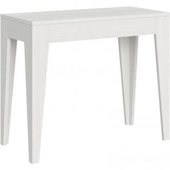 Console extensible effet bois frêne blanc 90x42/302 cm
