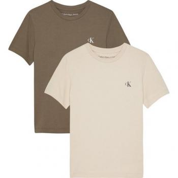 Kinder T-Shirt 2‑Pack Calvin Klein Jeans – Jungen Gr. 4 (104), beige Single Jersey