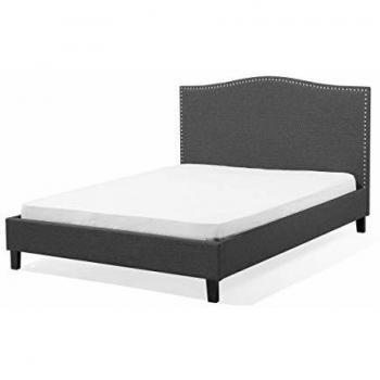 Beliani Lit Montpellier 160 x 200 cm Tissu Gris LED