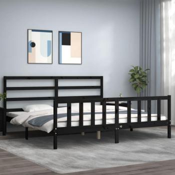 VidaXL Super King Size Bed Frame Black 180x200 cm Solid Wood